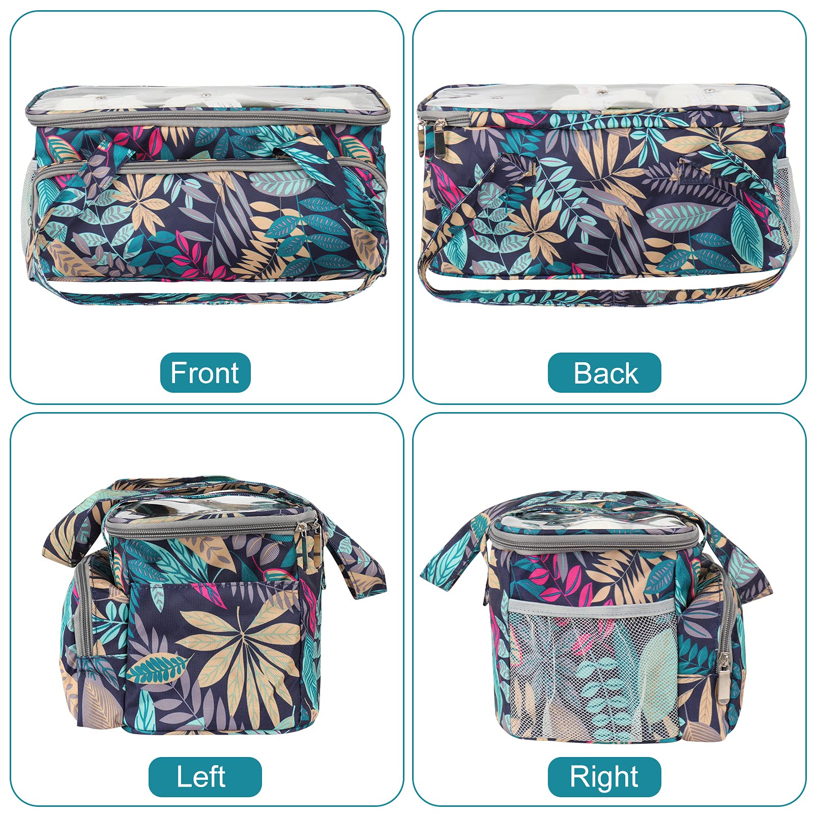 Coopay Knitting Bag - Large Travel Knitting Organizer & Crochet Project Tote with Multiple Pockets for Yarn Storage, Embroidery Supplies & Wool Holder - Perfect for Crafting On-The-Go, Commuting & Vacation Projects (Rainforest Pattern)