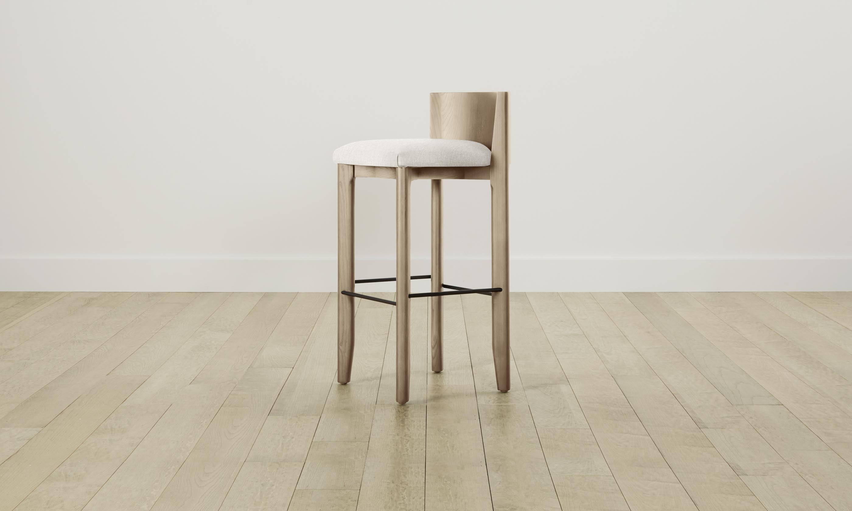 Premium Belgian Linen Bar Stool - The Delancey Counter Height Stool in Egret White | Modern Kitchen Island & Home Bar Seating for Dining & Entertaining