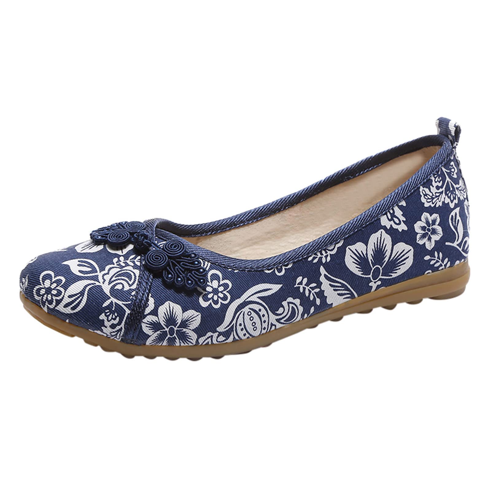 Women's Summer Casual Cotton Linen Embroidered Floral Sandals - Ethnic Style Wedge Cloth Shoes for Work, Beach & Outdoor Walking | Comfortable & Breathable Footwear for Women