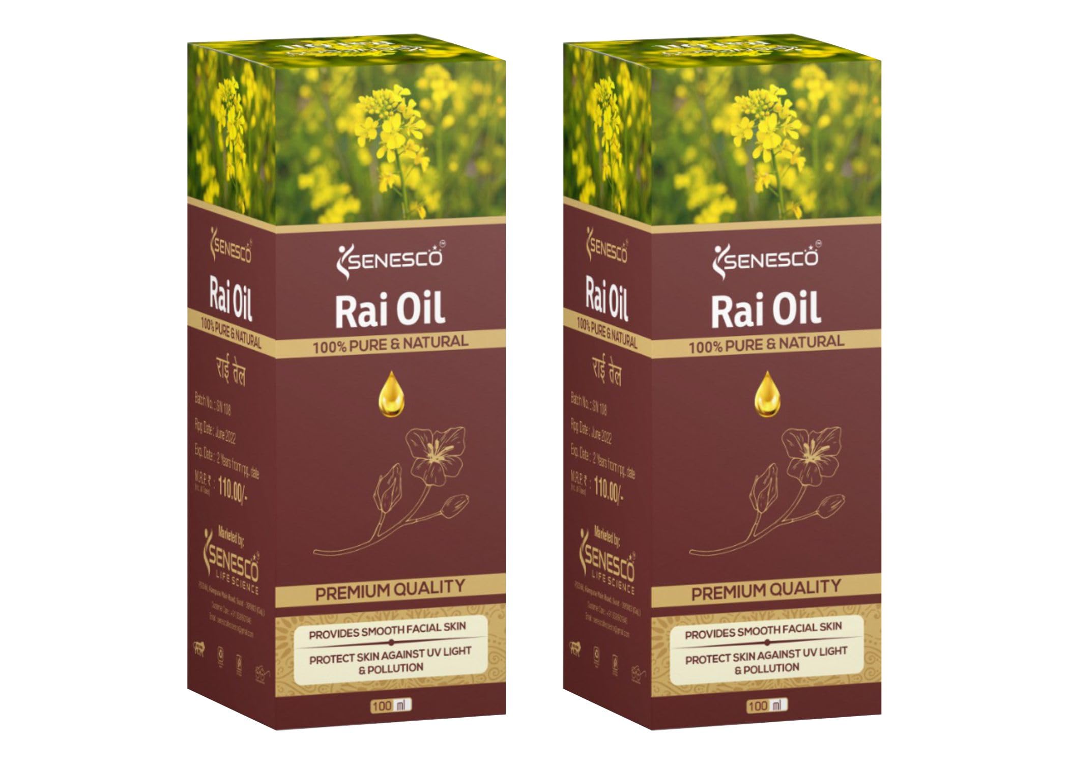 Premium SENESCO RAI OIL - 100% Pure & Natural Hair Care Oil for Growth & Shine - Perfect for Scalp Massage, Hair Treatment & DIY Beauty Recipes