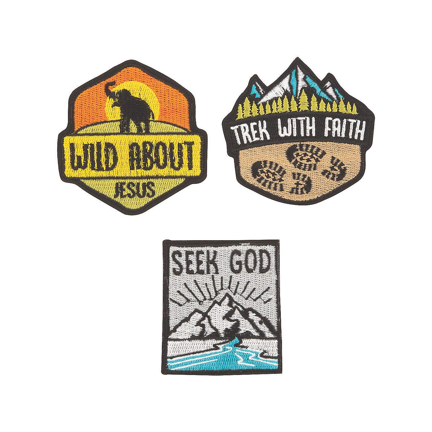 Fun Express Wild Encounters VBS Patches - 12-Piece Set for Apparel & Accessories - Perfect for Vacation Bible School, Youth Groups & DIY Crafts
