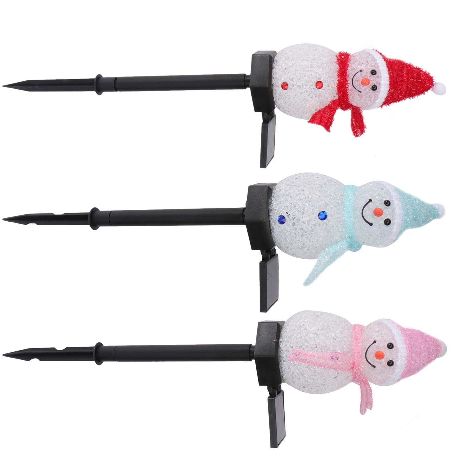 3pcs Christmas Lawn Lights - Snowman Garden Stake Lights with Resin Base for Outdoor Holiday Decor, Perfect for Yard, Pathway, and Landscape Lighting During Christmas Season