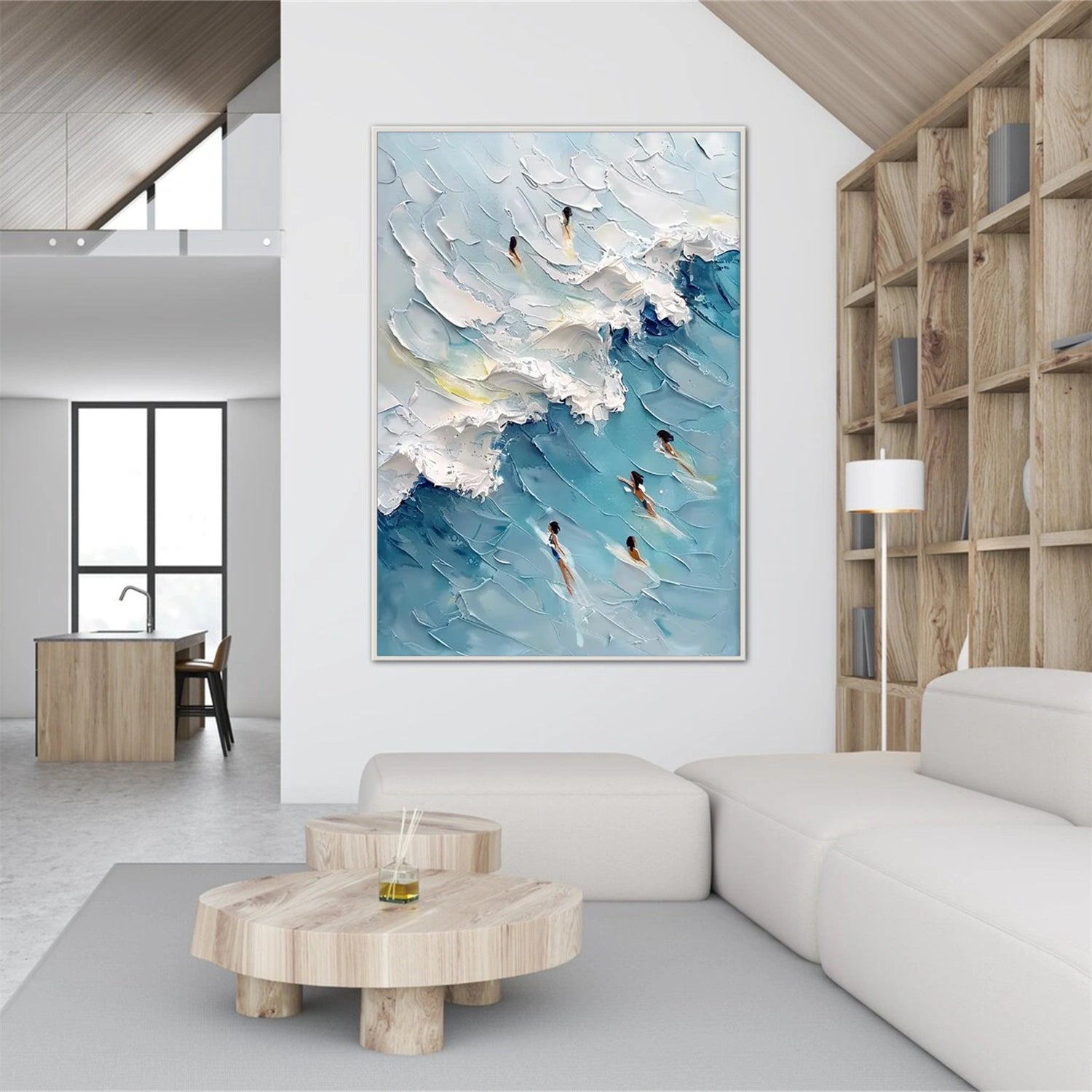 Textured Canvas Painting of Swimming Sport - Wall Art Decor for Home, Office & Gym - #SA008