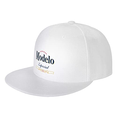 XINZQMIO Men's Flat Bill Fitted Baseball Cap - Adjustable Beer Trucker Hat for Hip Hop & Rap Fashion (White) - Perfect for Parties, Concerts and Casual Streetwear