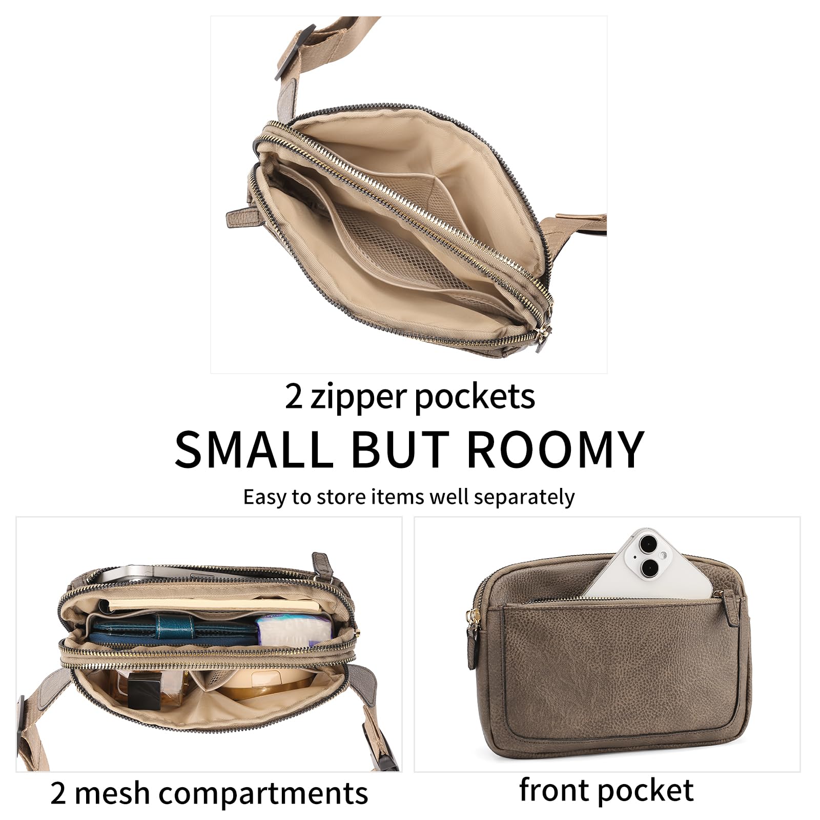 Vegan Leather Belt Bag for Women - Adjustable Strap Fanny Pack Crossbody Purse by Amxnx | Fashion Waist Pack for Travel, Gym & Everyday Use