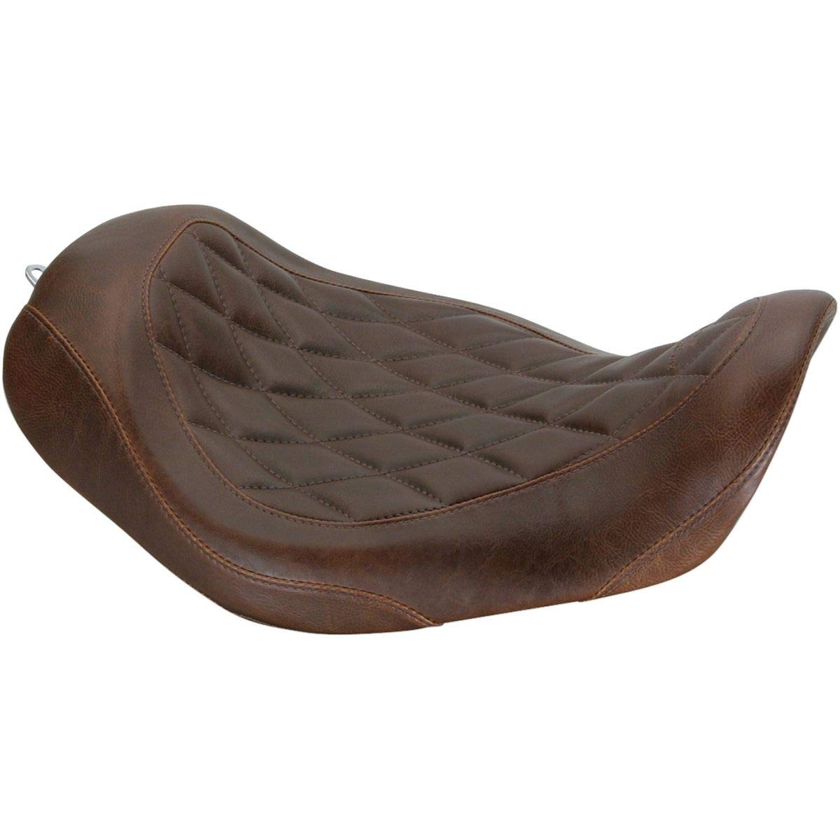 Mustang Motorcycle Seats 76730 Wide Tripper Solo Seat for Harley-Davidson Sportster 2004-2021 - Diamond Stitch Distressed Brown Leather - Comfortable Ride for Long Distance Cruising & City Commuting
