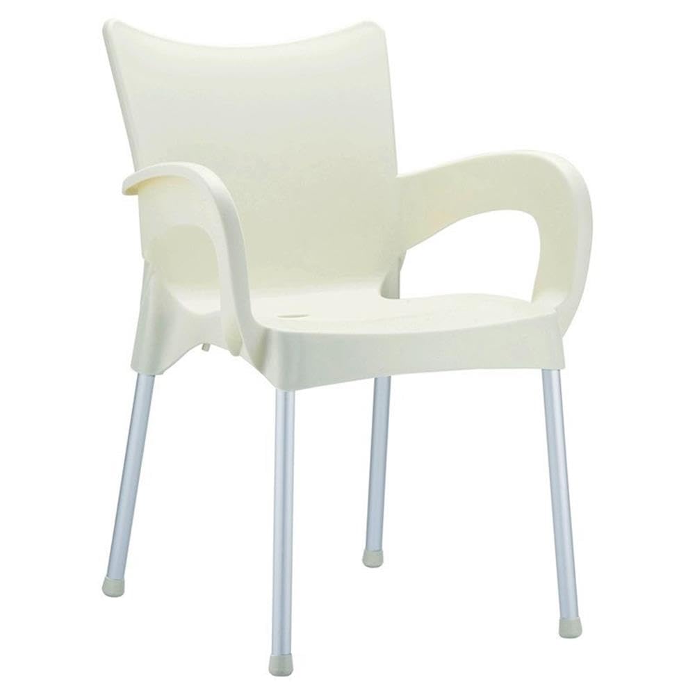 Premium Beige Resin Patio Dining Arm Chairs (Set of 4) - Weather-Resistant Outdoor Furniture for Garden, Poolside & Backyard Relaxation