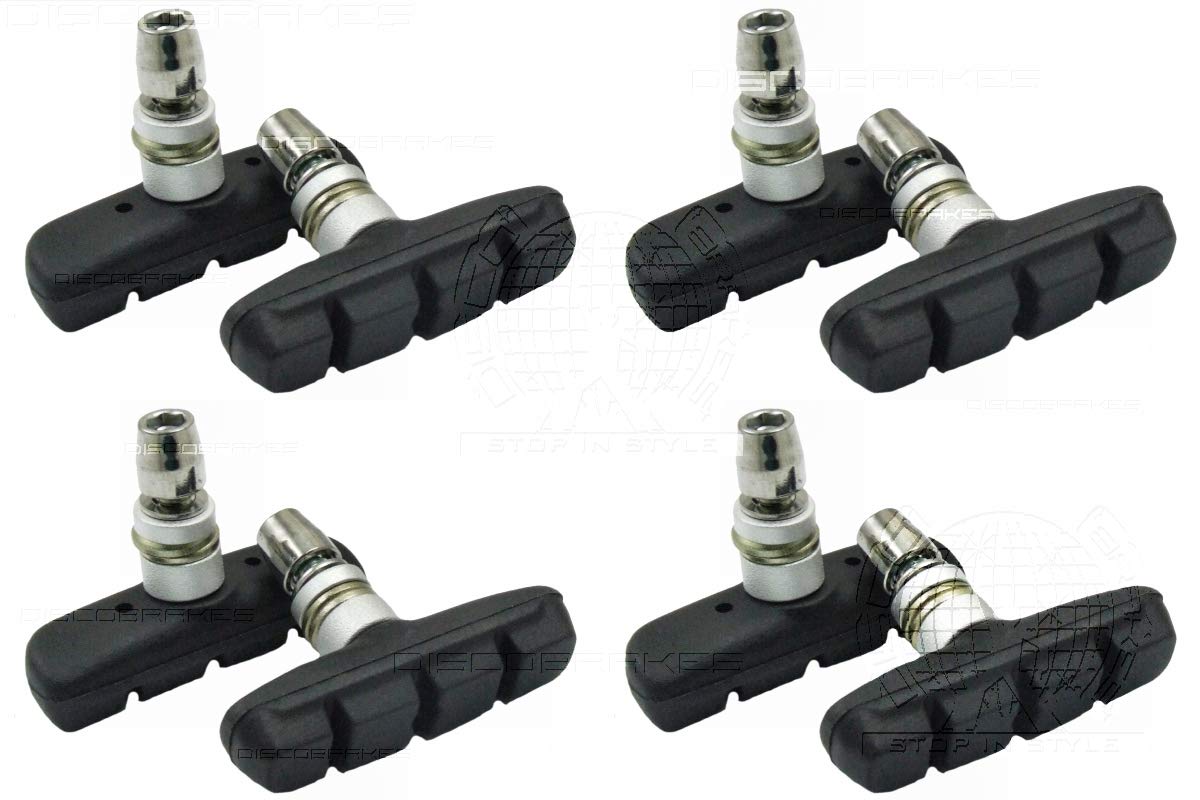 4 Pairs High-Performance V Brake Pads for Shimano SRAM Avid Tektro Diacomp Bikes - 8 Pads Set - Perfect for Mountain Bikes, Road Bikes & Hybrid Bikes - Durable Stopping Power for All Weather Conditions