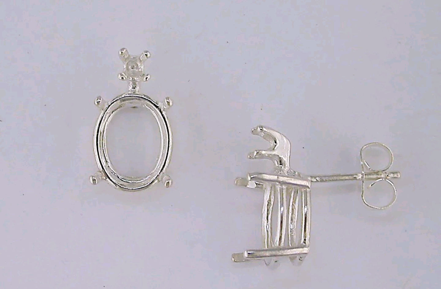 Sterling Silver or 14kt Gold Oval Cut Earrings Set (2 Pieces) - 6x4mm & 12x10mm Prong Settings with Accent Stones | Perfect for Weddings, Parties & Special Occasions | Made in USA