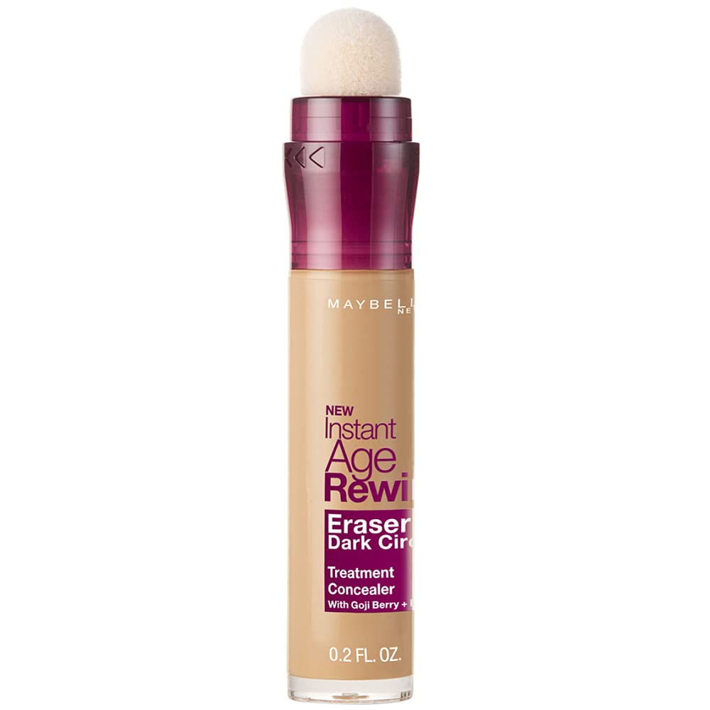 Maybelline New York Instant Age Rewind Eraser Radiant Finish Liquid Concealer - Medium Shade with Foundation Oval Brush (2-Pack) | Brightening Under Eye Concealer for Dark Circles & Blemishes | Perfect for Everyday Makeup & Professional Looks