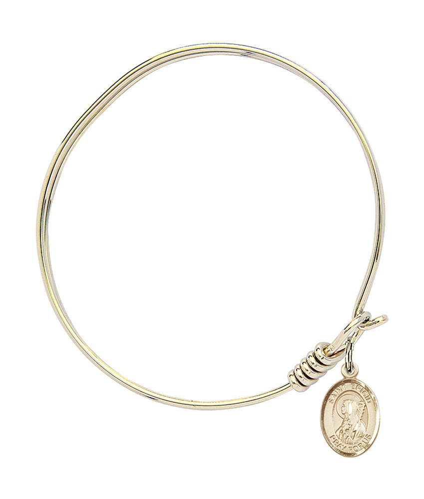 Gold-Filled Round Eye Hook Bangle Bracelet with St. Brigid of Ireland Charm - Elegant Celtic Jewelry for Women, Perfect for Daily Wear, Special Occasions & Irish Heritage Celebrations