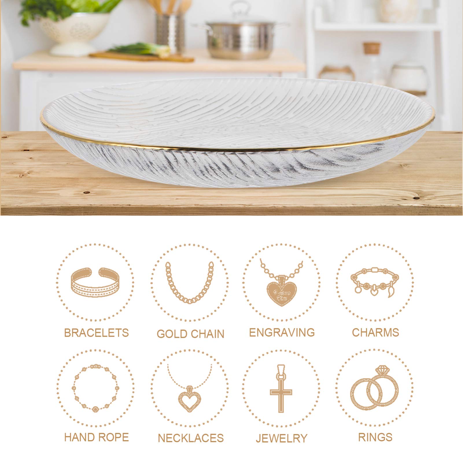 Japanese Golden Trim Glass Salad Plates - Crystal Clear Dinnerware for Party & Restaurant Dining