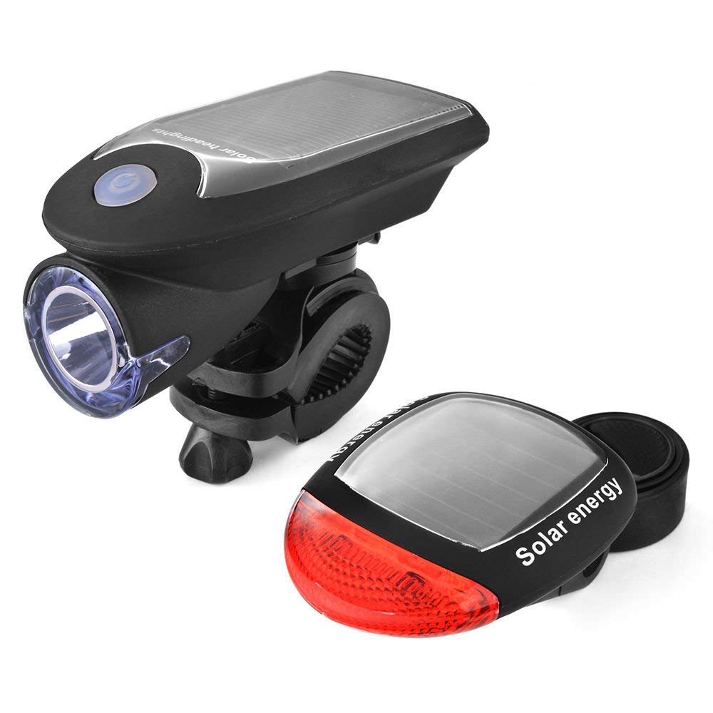 Yestery Rechargeable Solar Bike Lights - Waterproof LED Bicycle Front & Rear Lights with 3 Modes for Night Cycling Safety | Perfect for Commuting, Mountain Biking & Outdoor Adventures