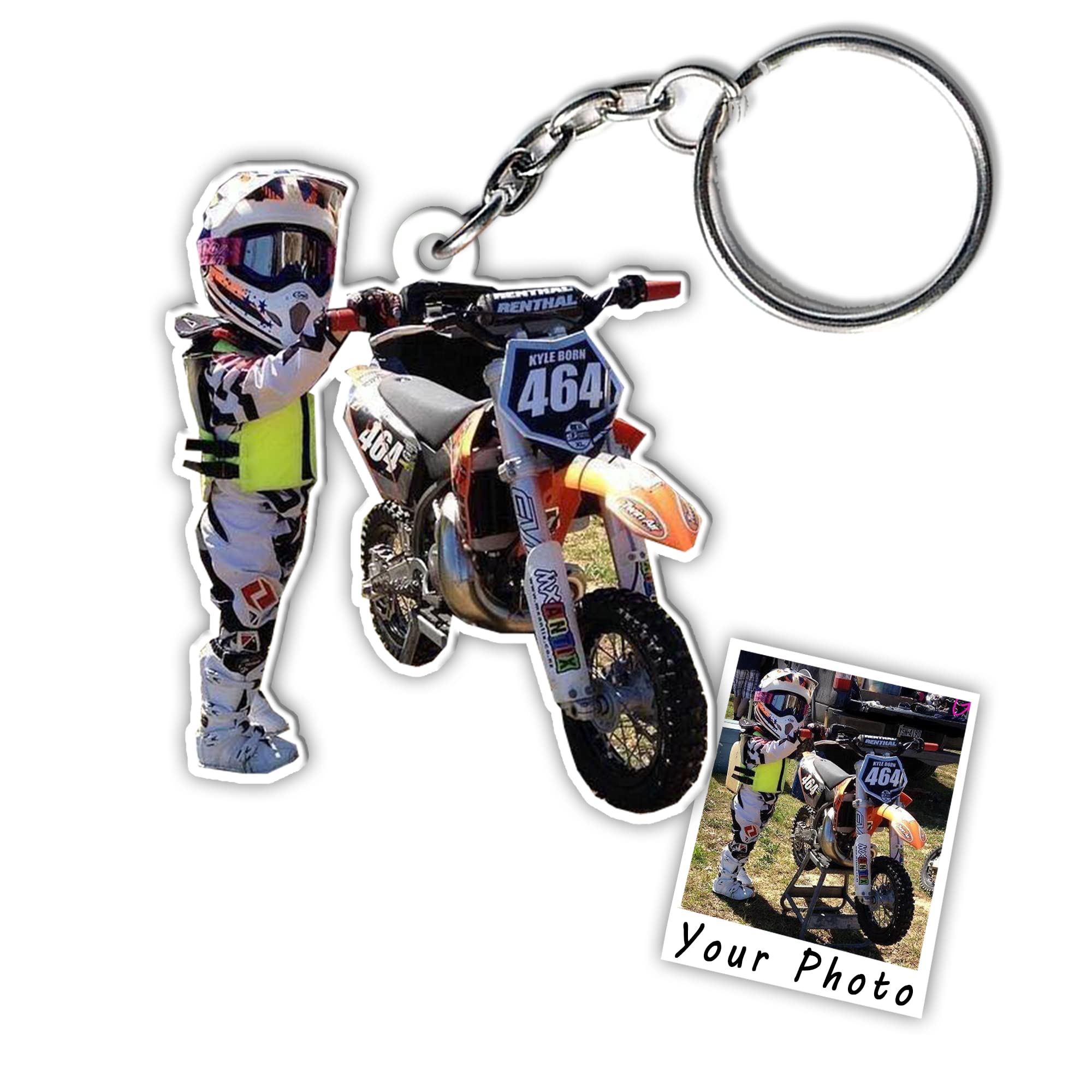 Custom Motocross Photo Keychain - 2x2 Acrylic Personalized Gift for Dirt Bike Riders - Perfect for Christmas, Father's Day & Racing Enthusiasts - Ideal for Motorcycle Keys, Backpacks & Race Day Accessories