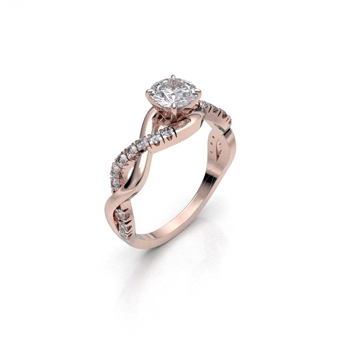 0.70 Carat Solitaire Diamond Engagement Ring 14K White Gold - 0.55ct Certified Center Diamond, Split Shank Setting, Infinity Wedding Band for Women (Color HI, Clarity I1/I2) - Perfect for Proposals, Anniversaries & Romantic Occasions