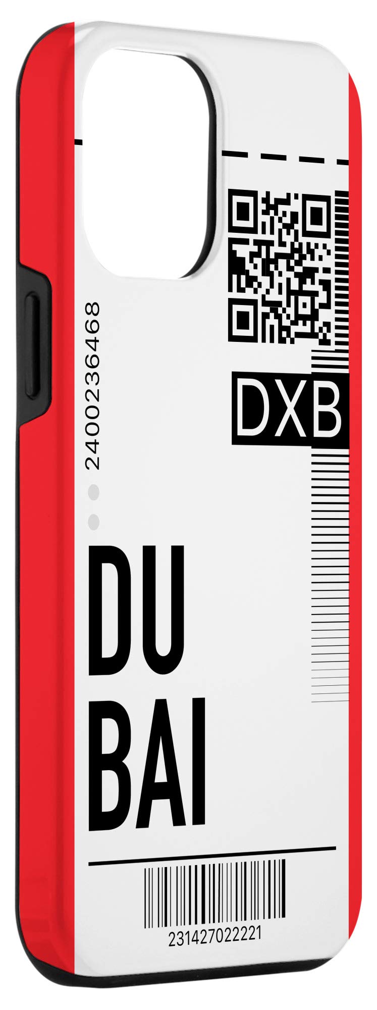 iPhone 12 Pro Max Phone Case - Dubai Air Flight Ticket Design with Boarding Pass & City Skyline | Stylish Red Protective Cover for Travel Enthusiasts & Frequent Flyers