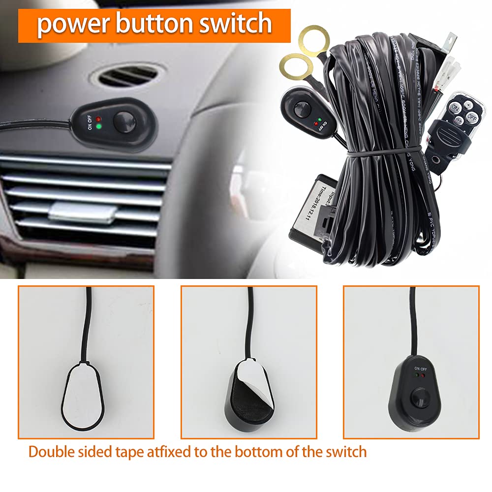 STDYSUN 12V 40A LED Light Bar Wiring Harness Kit with Remote Switch - 14AWG Heavy Duty Relay Wiring Harness for Off-Road LED Work Lights, Fog Lights, Driving Lights - Perfect for Trucks, Jeeps, ATVs & Off-Road Vehicles