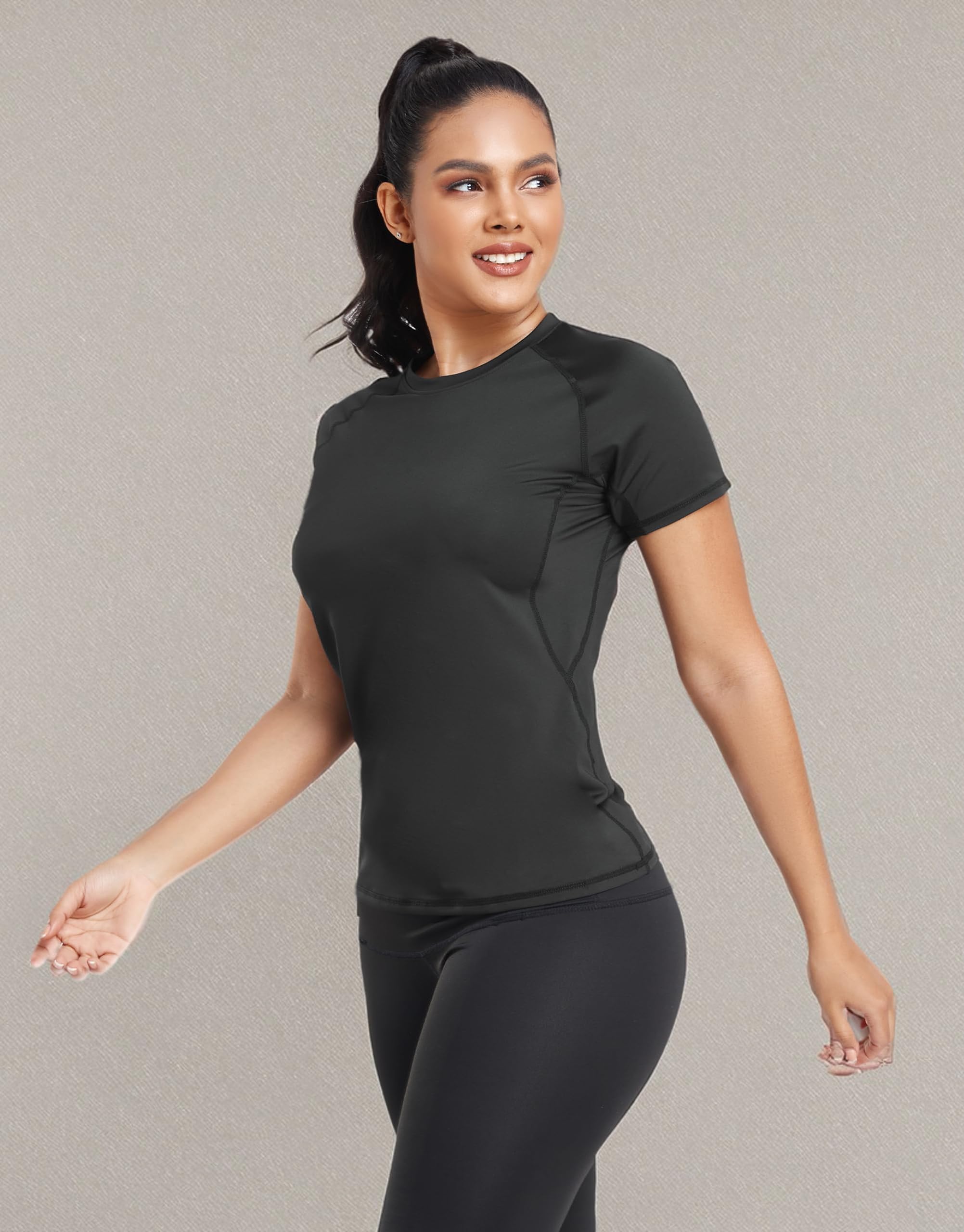 TELALEO 4 Pack Women's Compression Shirts - Moisture Wicking Running Tops, Workout T-Shirts for Yoga, Gym & Sports | Breathable Athletic Baselayer with Short Sleeves | Perfect for HIIT, CrossFit & Outdoor Activities