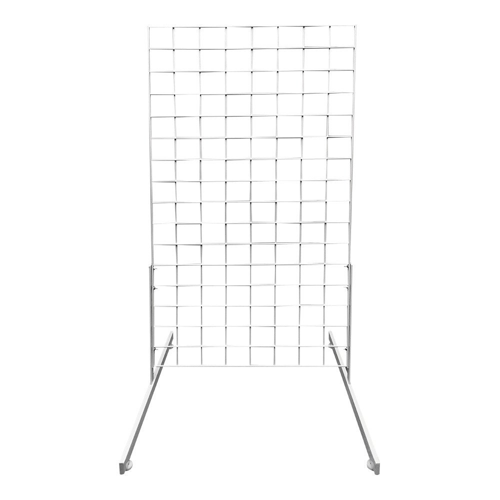 MH GLOBAL 3-Piece White Gridwall Panel Display Set with T-Leg Base - 4 Feet Tall for Retail Store, Trade Show & Boutique Visual Merchandising