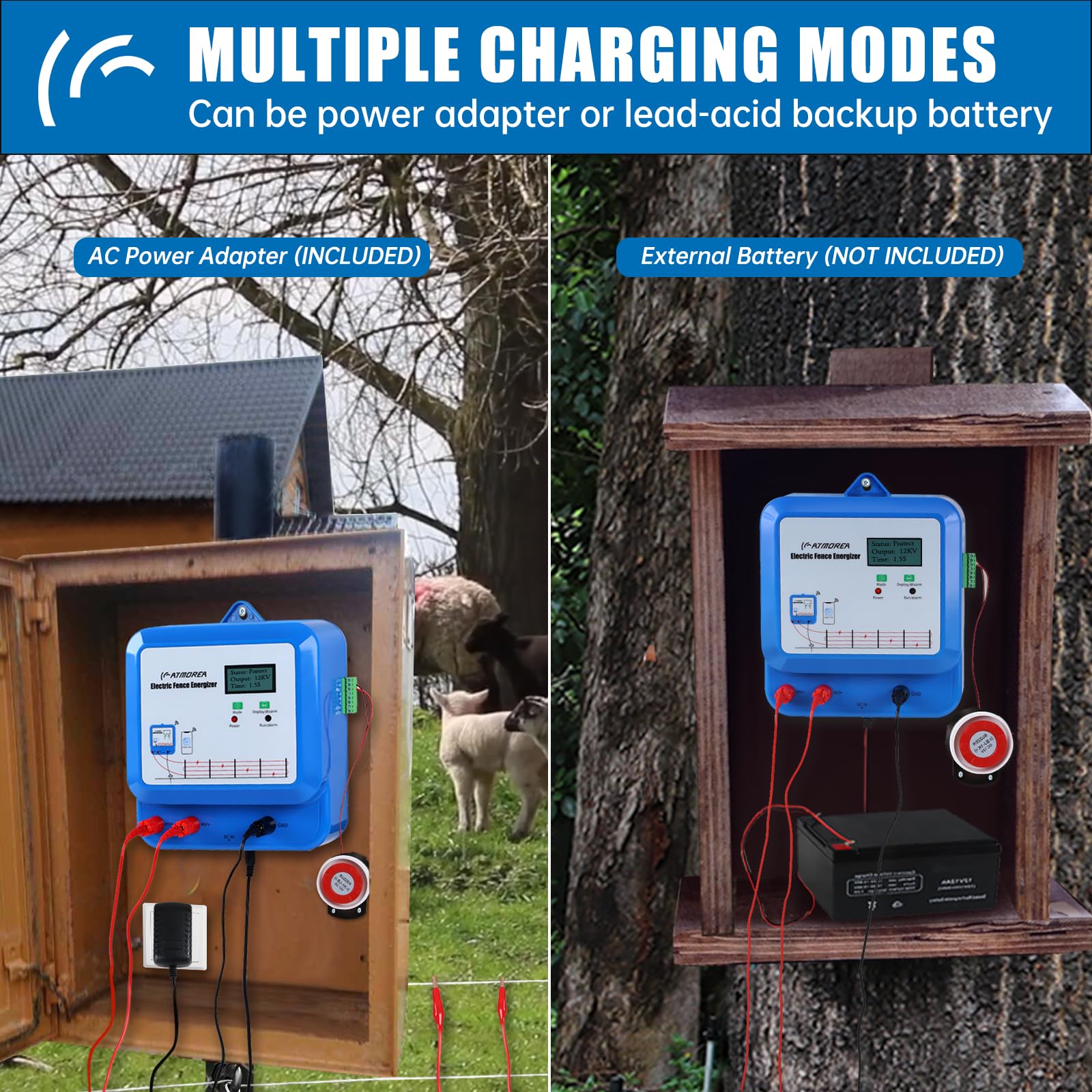Smart Electric Fence Charger with Dual Alarm - Adjustable 1.5/2/3 Joules Energizer for Mobile & Remote Control - Perfect for Poultry, Livestock, Garden & Yard Protection - Ideal for Farm Security & Animal Containment