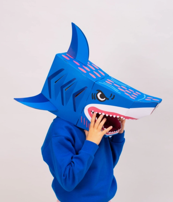 Omy Shark 3D Mask for Kids - Realistic Shark Costume Accessory for Halloween, Cosplay & Underwater Themed Parties - Perfect for Dress Up, Pretend Play & Photo Props