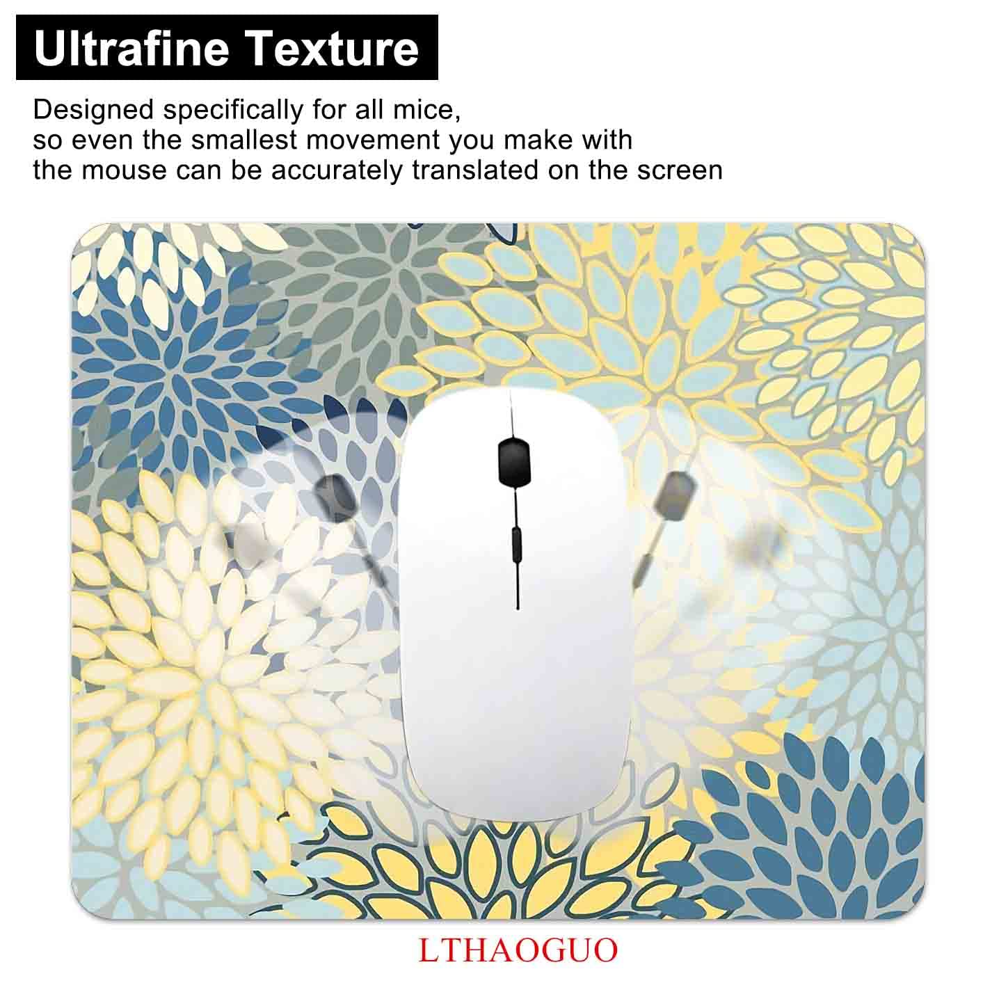 Modern Dahlia Flower Mouse Pad - Waterproof, Non-Slip Rubber Desk Mat for Computers & Laptops (9.5