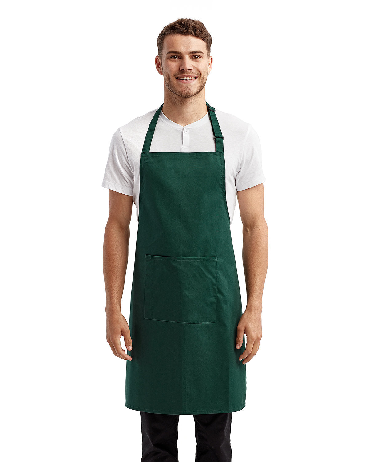 Reprime RP154 Unisex Recycled Bib Apron with Pocket - Eco-Friendly Artisan Collection for Cooking, Baking & DIY Crafts