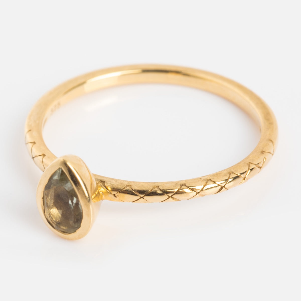 Solid Gold Green Amethyst Pear Ring - Elegant Dainty Jewelry for Women, Perfect for Engagement, Wedding & Special Occasions