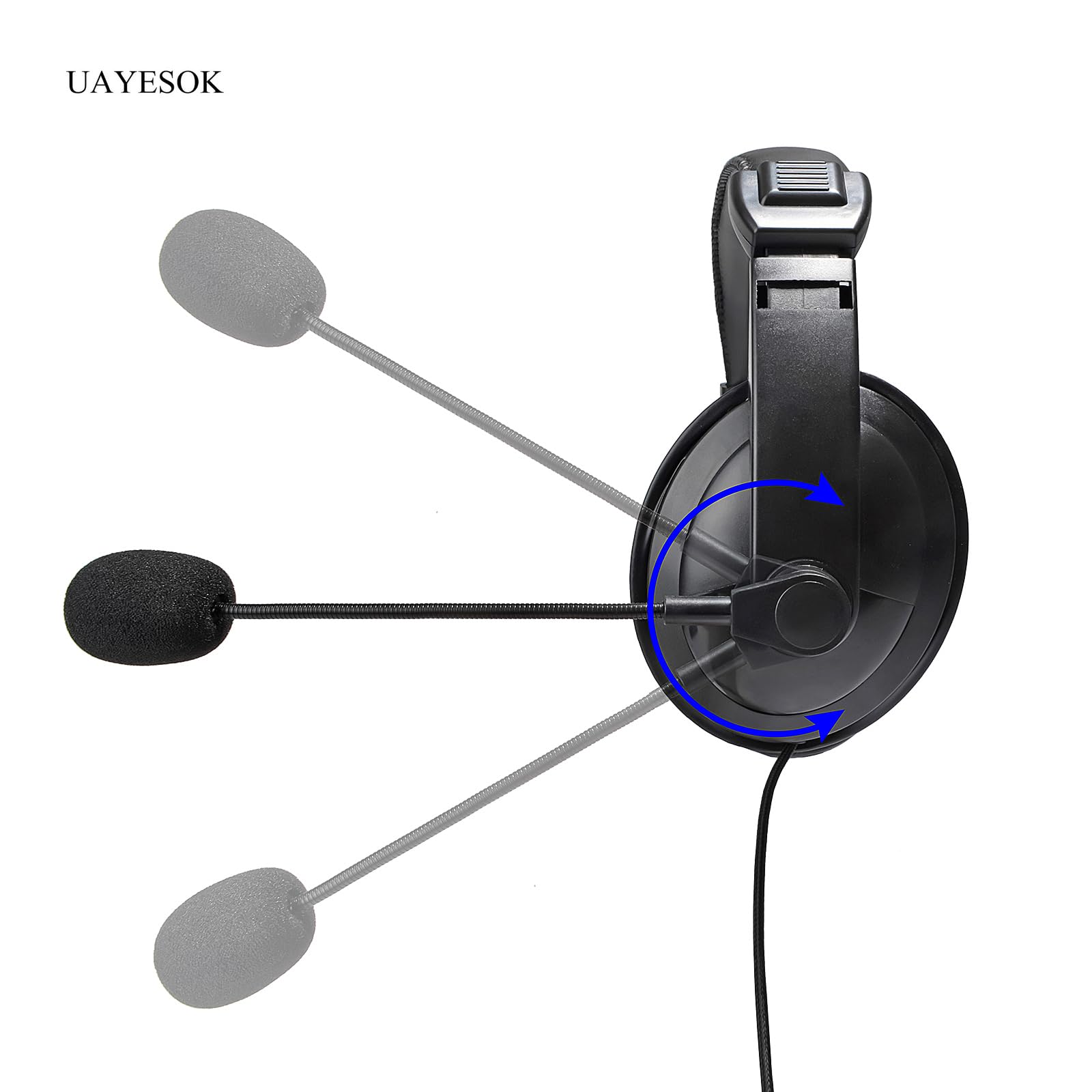 UAYESOK 2 Pin Overhead Walkie Talkie Earpiece with Boom Mic - VOX PTT K-Type Surveillance Headset Compatible with Baofeng UV-5R, BF-888S, Kenwood, Retevis H-777, RT21, RT22, RT27, RT28, RT68 - Ideal for Security, Construction, and Event Coordination Teams