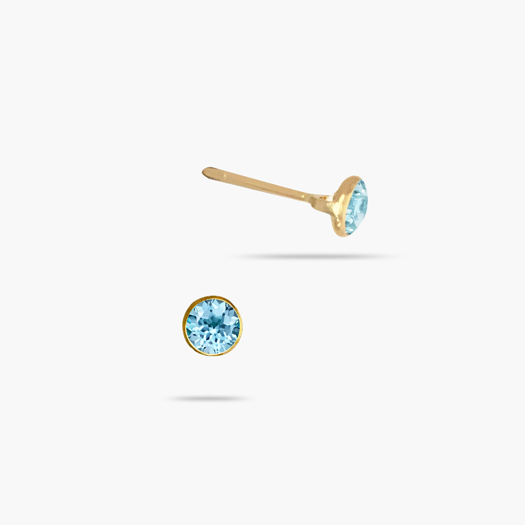 14K Solid Gold Aquamarine Stud Earrings for Women - March Birthstone Jewelry - Dainty Solitaire Earrings for Everyday Wear, Gift & Special Occasions