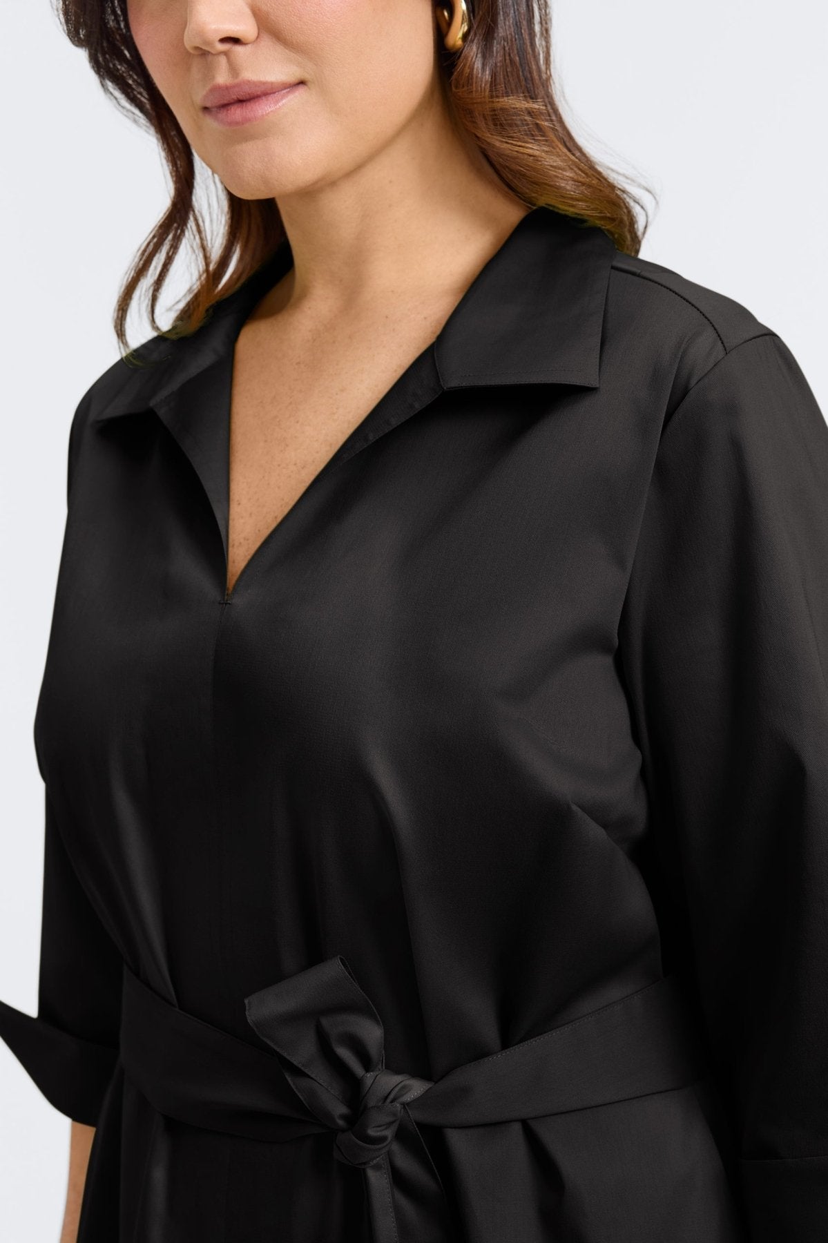Agnes Plus No Iron Stretch Matte Sateen 3/4 Sleeve Dress for Women - Wrinkle-Free Comfortable Office & Party Wear