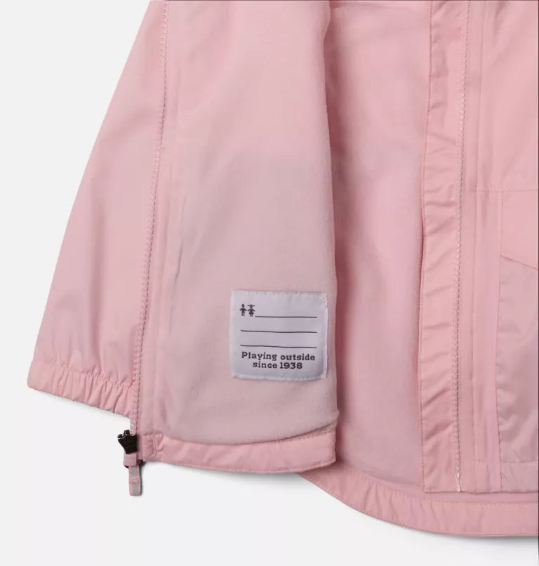 Columbia Satin Pink Rainy Trails II Fleece-Lined Jacket for Toddlers - Waterproof Windbreaker for Outdoor Play, Preschool & Park Adventures