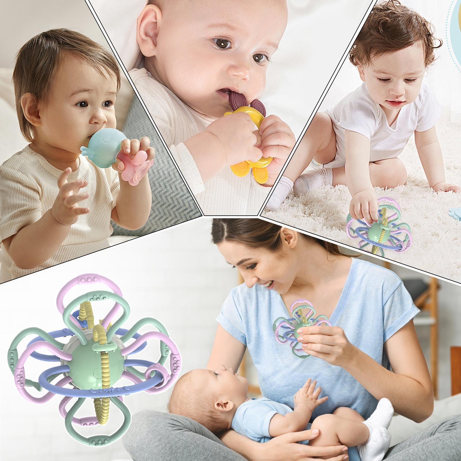 Sensory Teething Toy Ball for Babies 0-2 Years - Chewable Rattle Toy for Toddlers, Soothing Teether for Boys & Girls - Perfect for Teething Relief & Early Learning Development | Use at Home, Daycare or On-the-Go