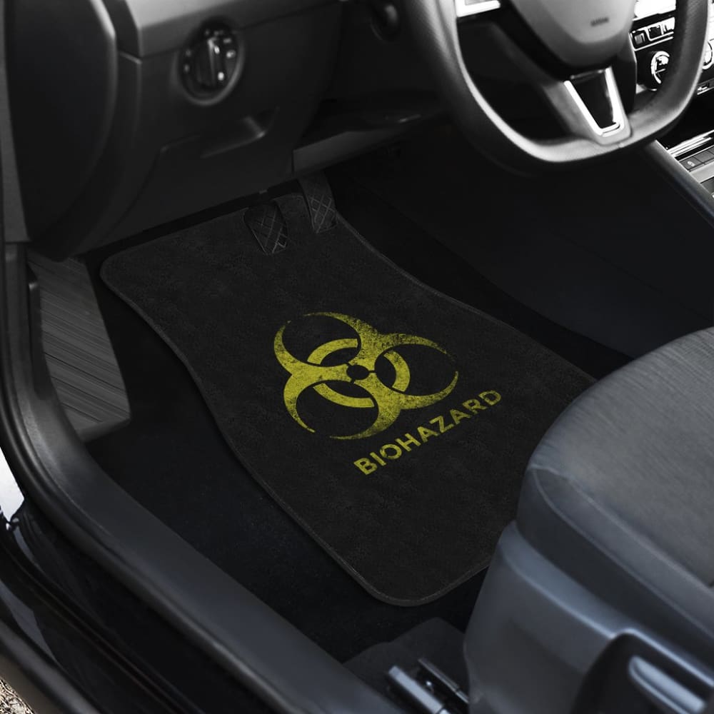 Premium Black and Yellow Biohazard Car Floor Mats - Non-Slip, Heavy Duty Protection for Trucks & SUVs - Perfect for Emergency Vehicles, Work Trucks & Car Enthusiasts
