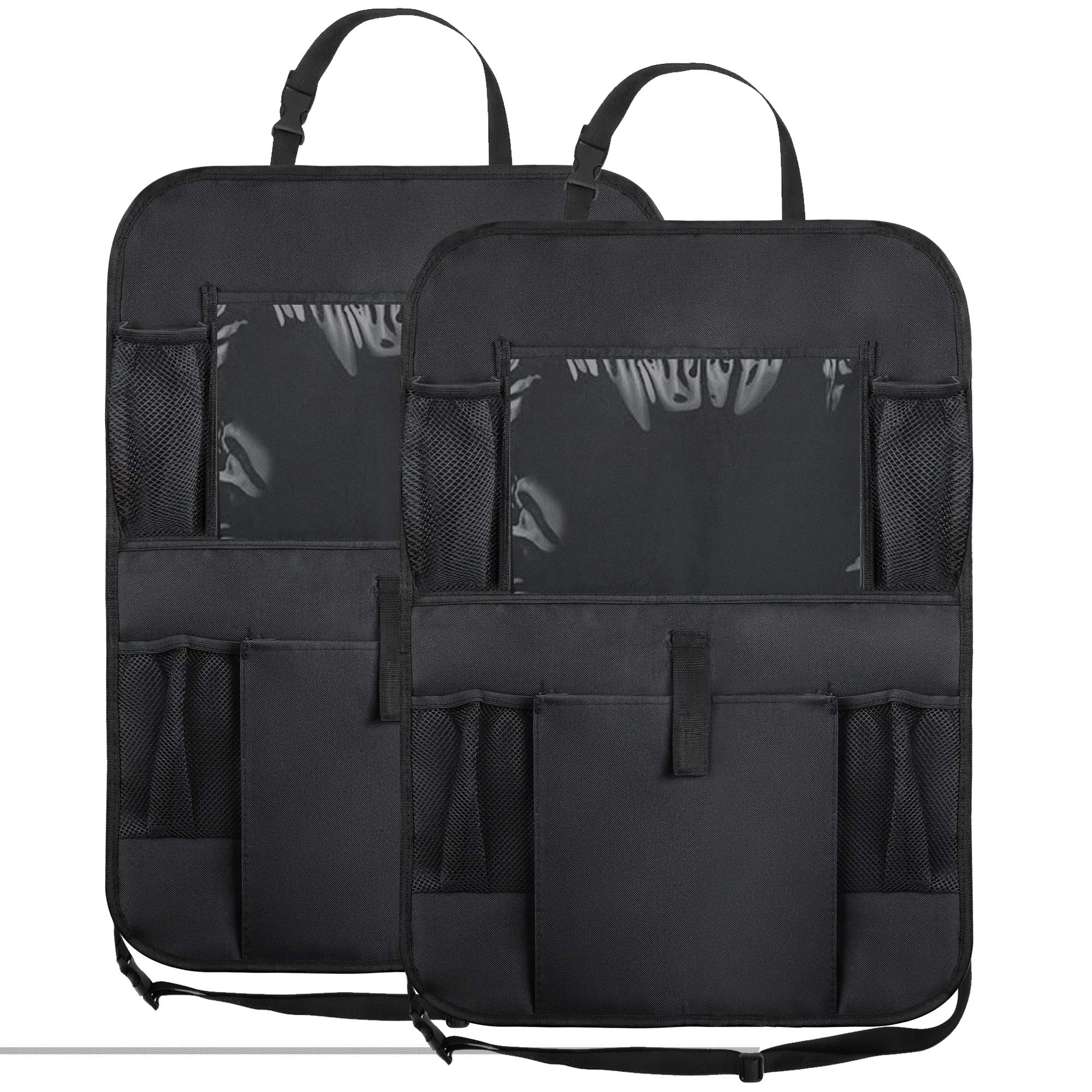 KNGUVTH Backseat Car Organizer & Kick Mats - 2 Pack Car Seat Back Protectors with 10