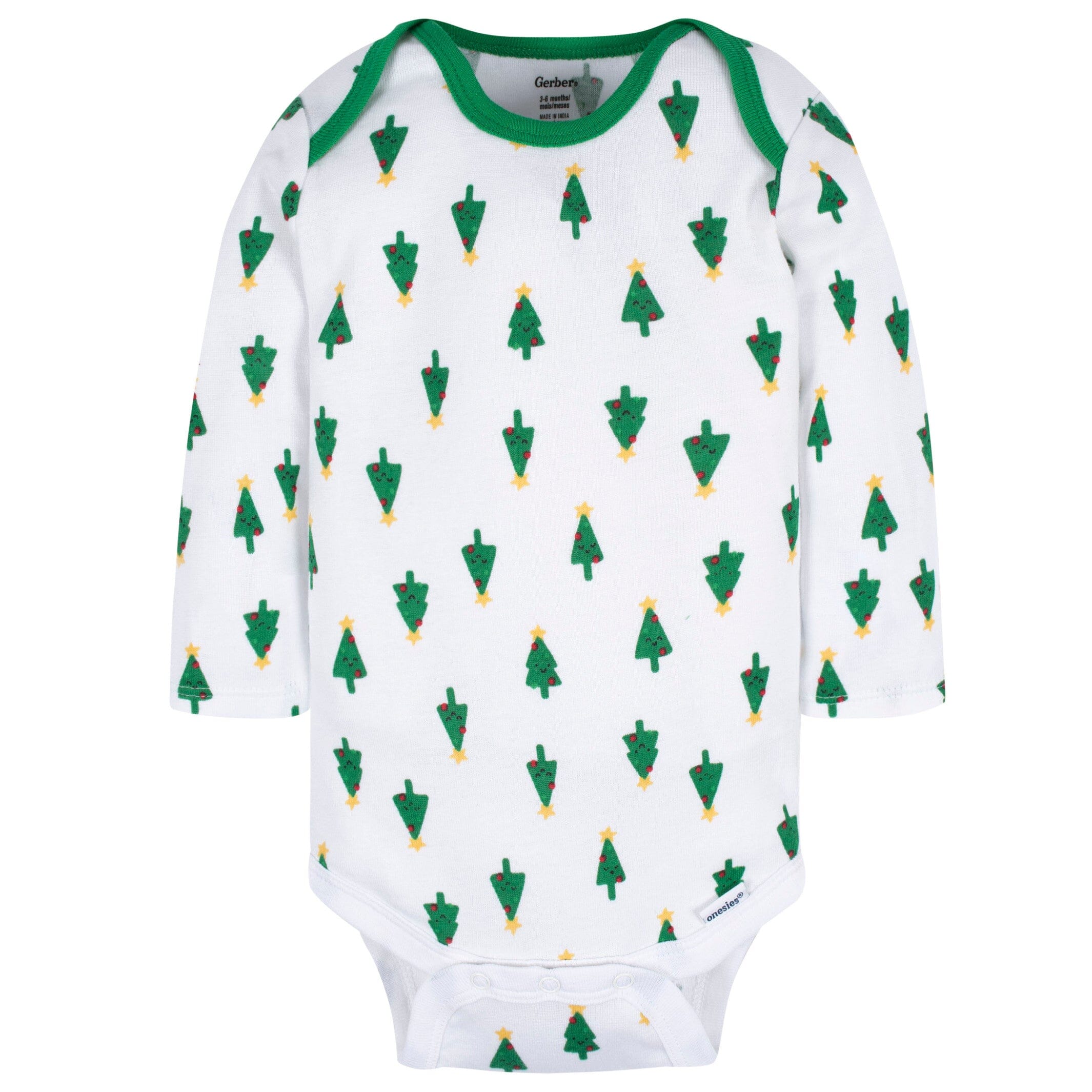 3 Pack Baby Neutral Happy Jolly Long Sleeve Onesies® Bodysuits - Soft Cotton Infant Bodysuits for Boys & Girls - Perfect for Playtime, Family Photos & Everyday Comfort