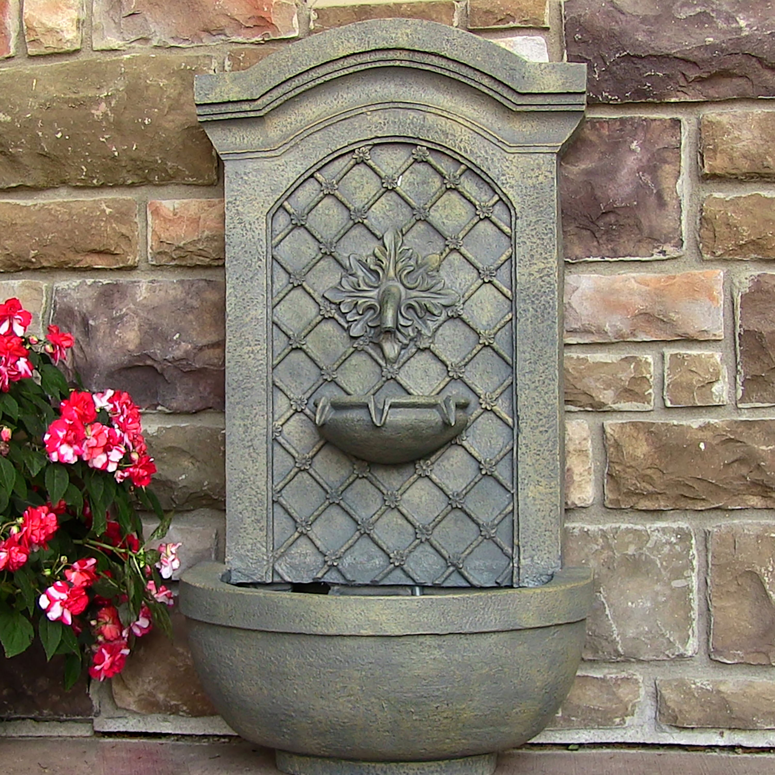 Sunnydaze Rosette Leaf Outdoor Wall Fountain - Decorative Garden Water Feature for Patio, Backyard, and Landscape Design | Relaxing Waterfall Sounds for Meditation and Outdoor Ambiance