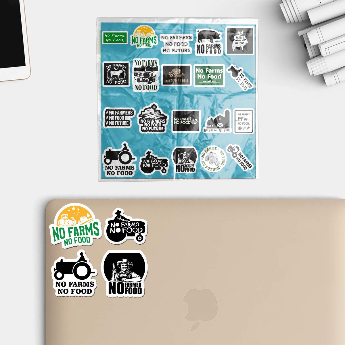 20 PCS Waterproof Vinyl Stickers Pack - Aesthetic Farm Theme Decals for Water Bottles, Laptops, Scrapbooking, Luggage, Guitars & Skateboards | Durable Adhesive for DIY Crafts & Personalization