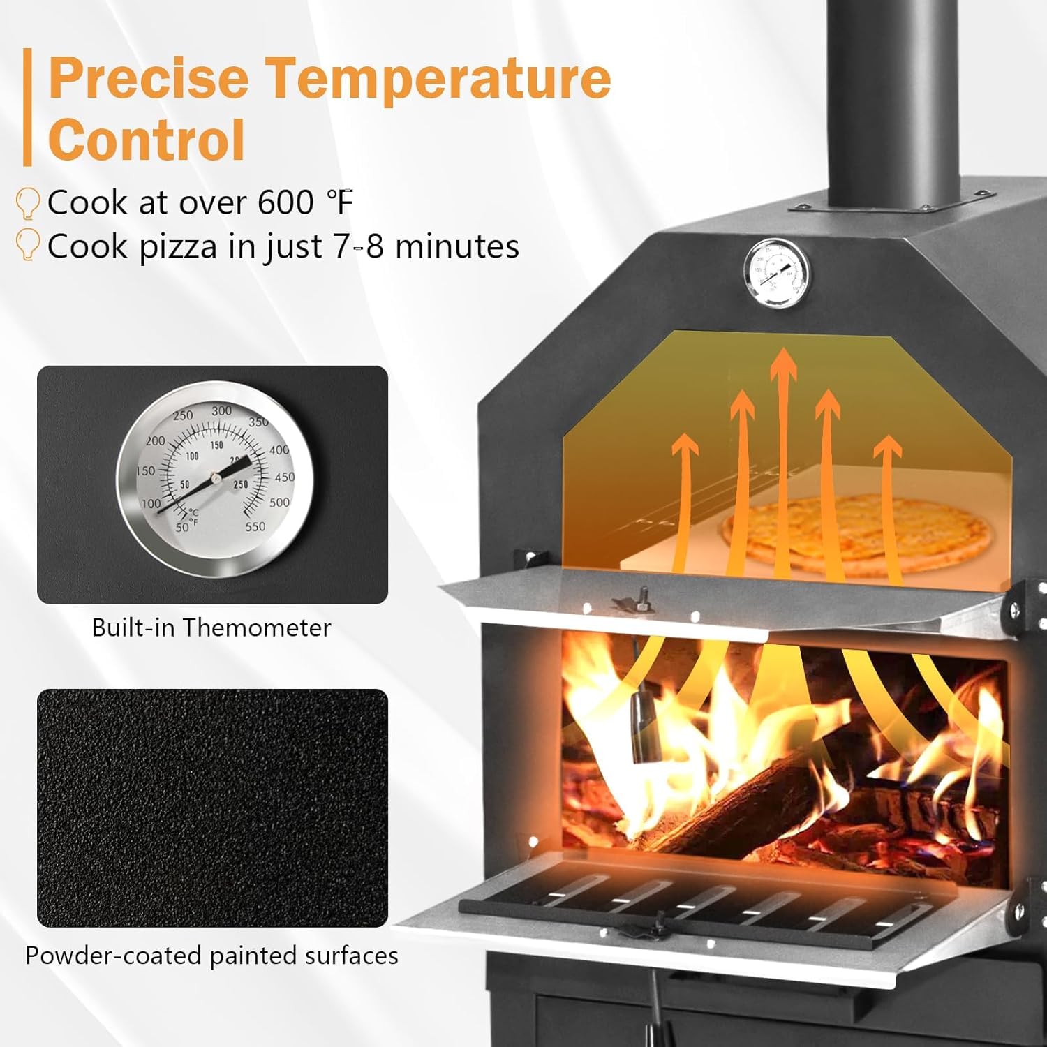 Premium U-MAX Outdoor Wood-Fired Pizza Oven with Waterproof Cover - Portable Steel Pizza Grill & Maker with Pizza Stone - Perfect for Camping, Backyard BBQs & Outdoor Cooking