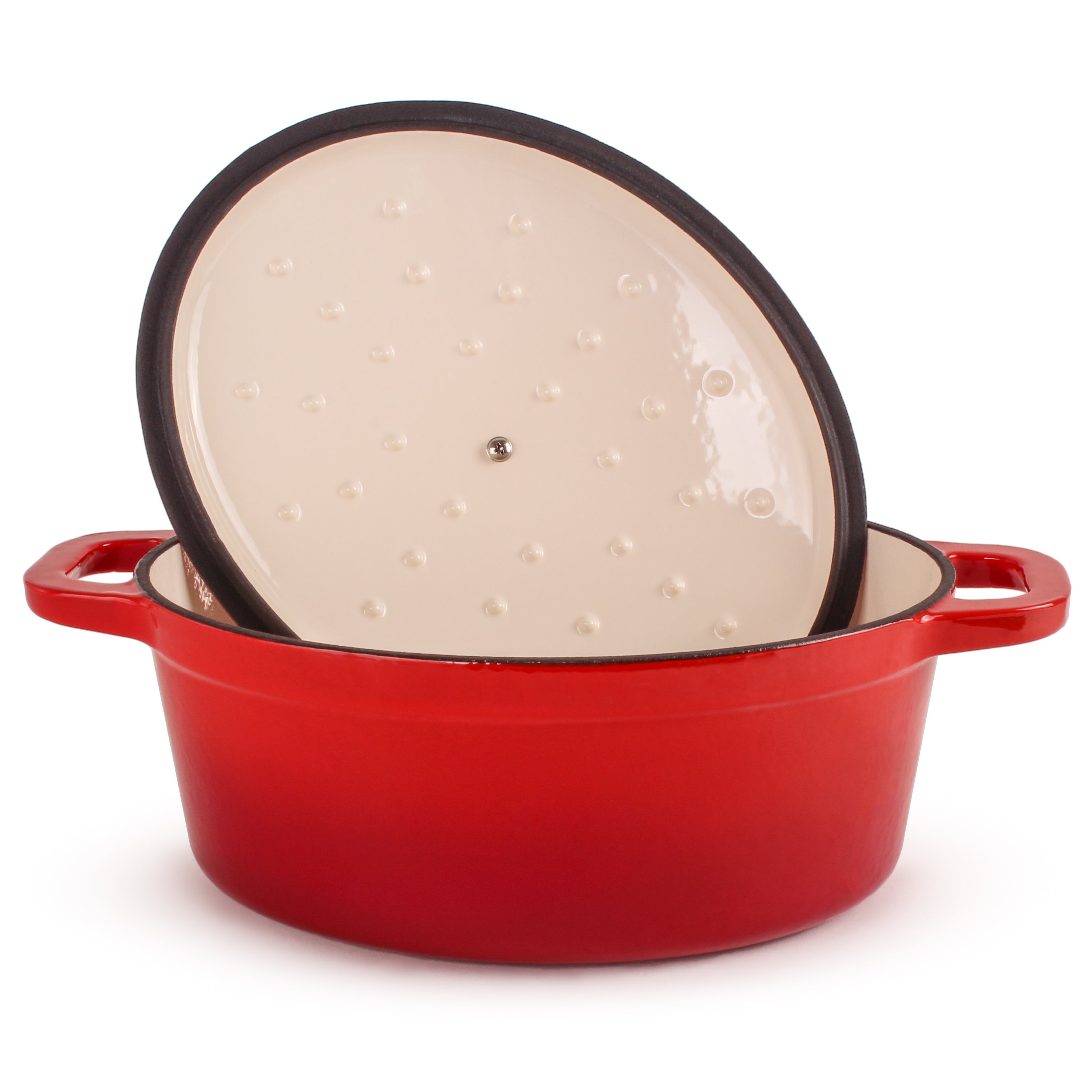 BergHOFF Neo 4-Piece Cast Iron Cookware Set with 5qt & 8qt Dutch Ovens & Matching Lids - Red Enameled Cookware for Braising, Stewing & Baking - Perfect for Stovetop, Oven & Camping Use