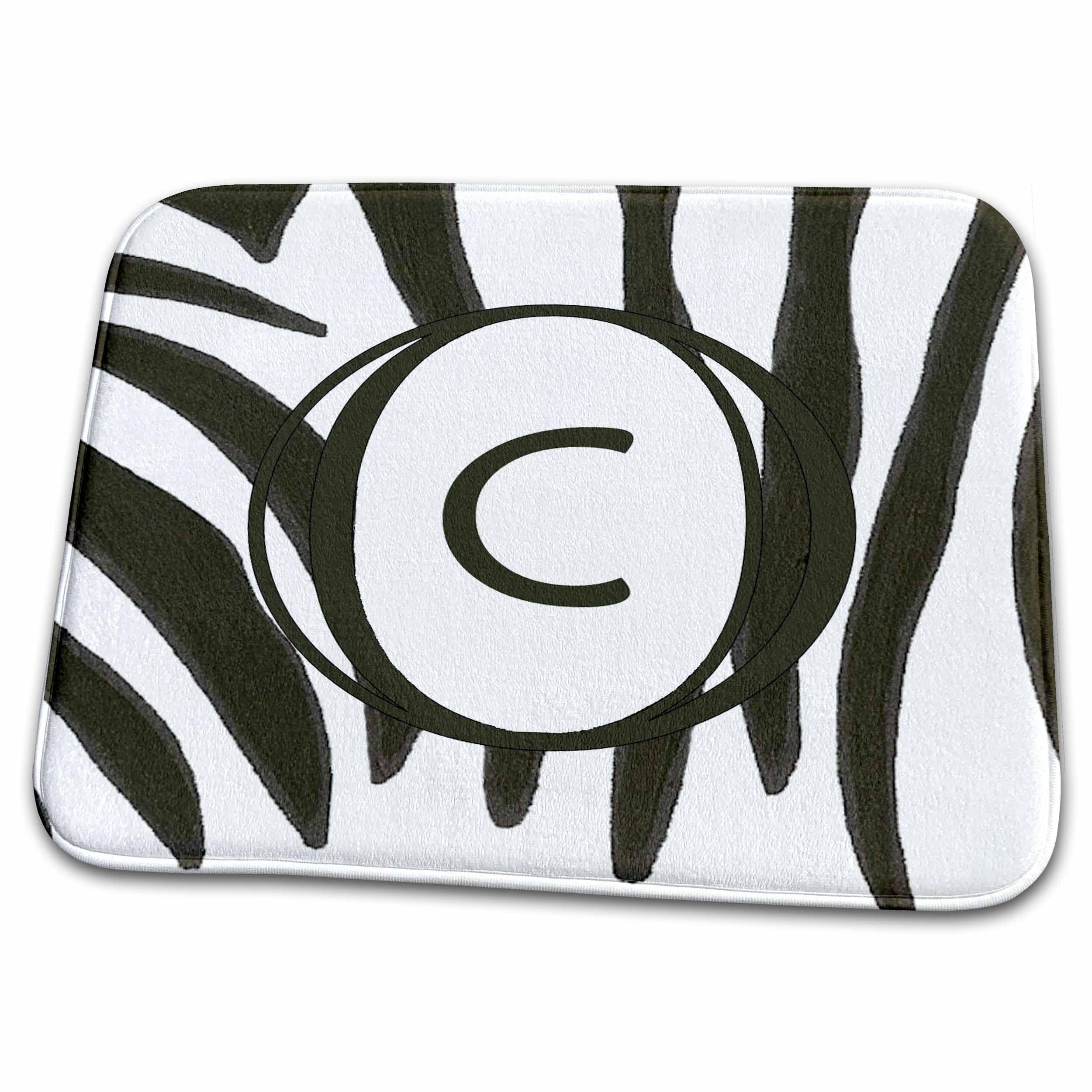 3D Rose Black and White Zebra Print Stripes Monogram Letter C Bath Rug Mat - Non-Slip Soft Absorbent Bathroom Floor Mat for Home Decor, Kids Room, Dorm, Laundry Room (rug-312249-1)