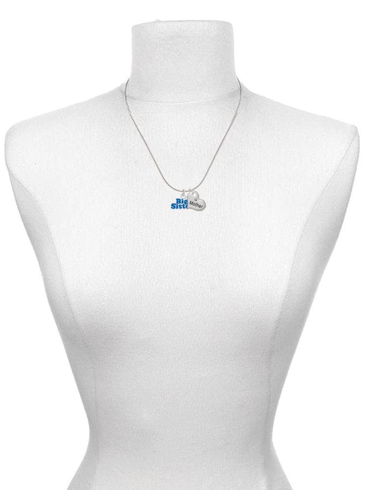 Delight Jewelry Silvertone 'Big Sister' Heart Necklace Set - Mother & Daughter Matching Pendant (2-Piece, 19