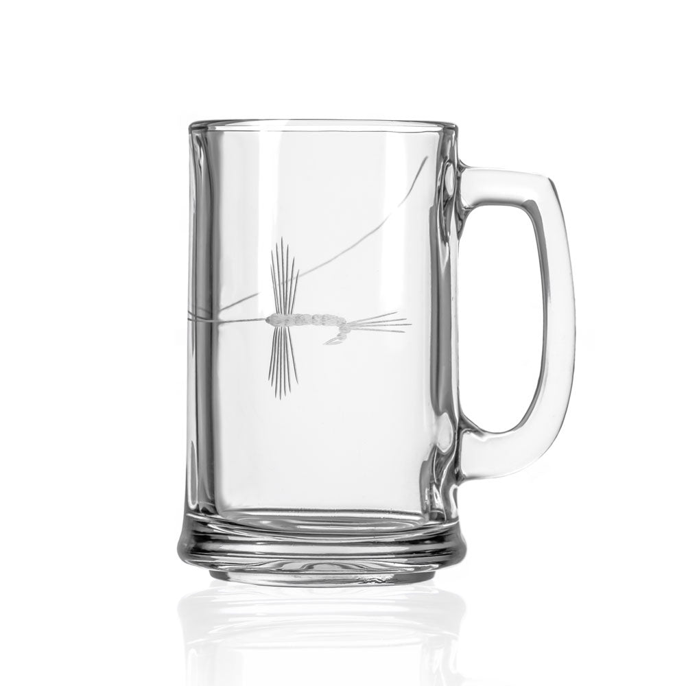 Premium Fly Fishing Design 15oz Beer Mugs - Set of 2 | Durable Glass Pint Cups for Beer, Cocktails & Iced Drinks | Perfect for Camping, Fishing Trips & Man Cave Decor