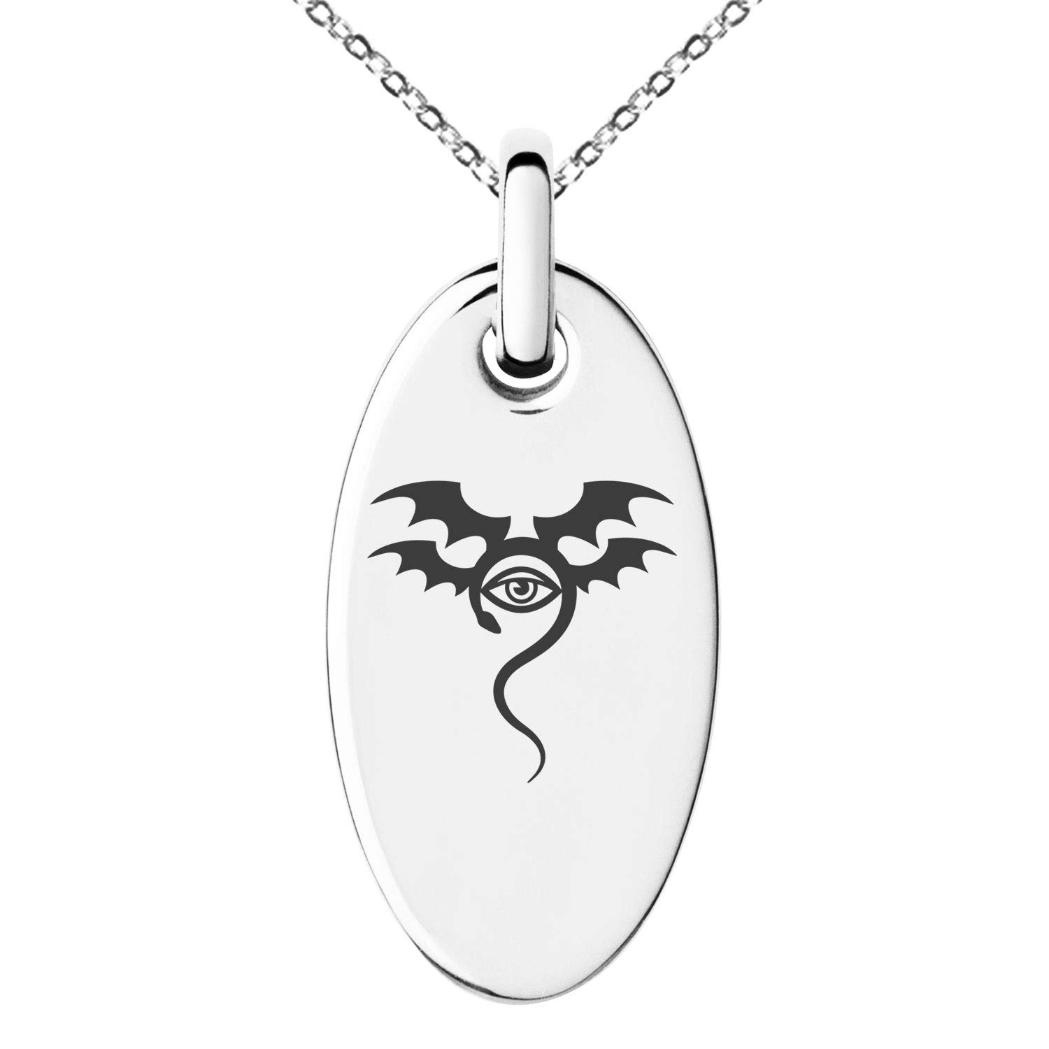 Stainless Steel Oracle Emblem Small Oval Charm Pendant Necklace for Women - Elegant Spiritual Jewelry Gift for Meditation, Yoga & Boho Fashion