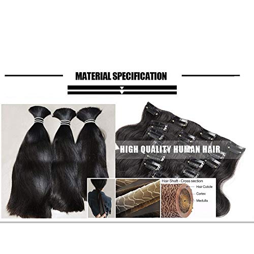 7A Straight Clip In Human Hair Extensions - 100% Peruvian Virgin Hair - 10pcs/set 200g - Natural Black #1B (26inch) - Perfect for Daily Styling, Parties & Special Occasions