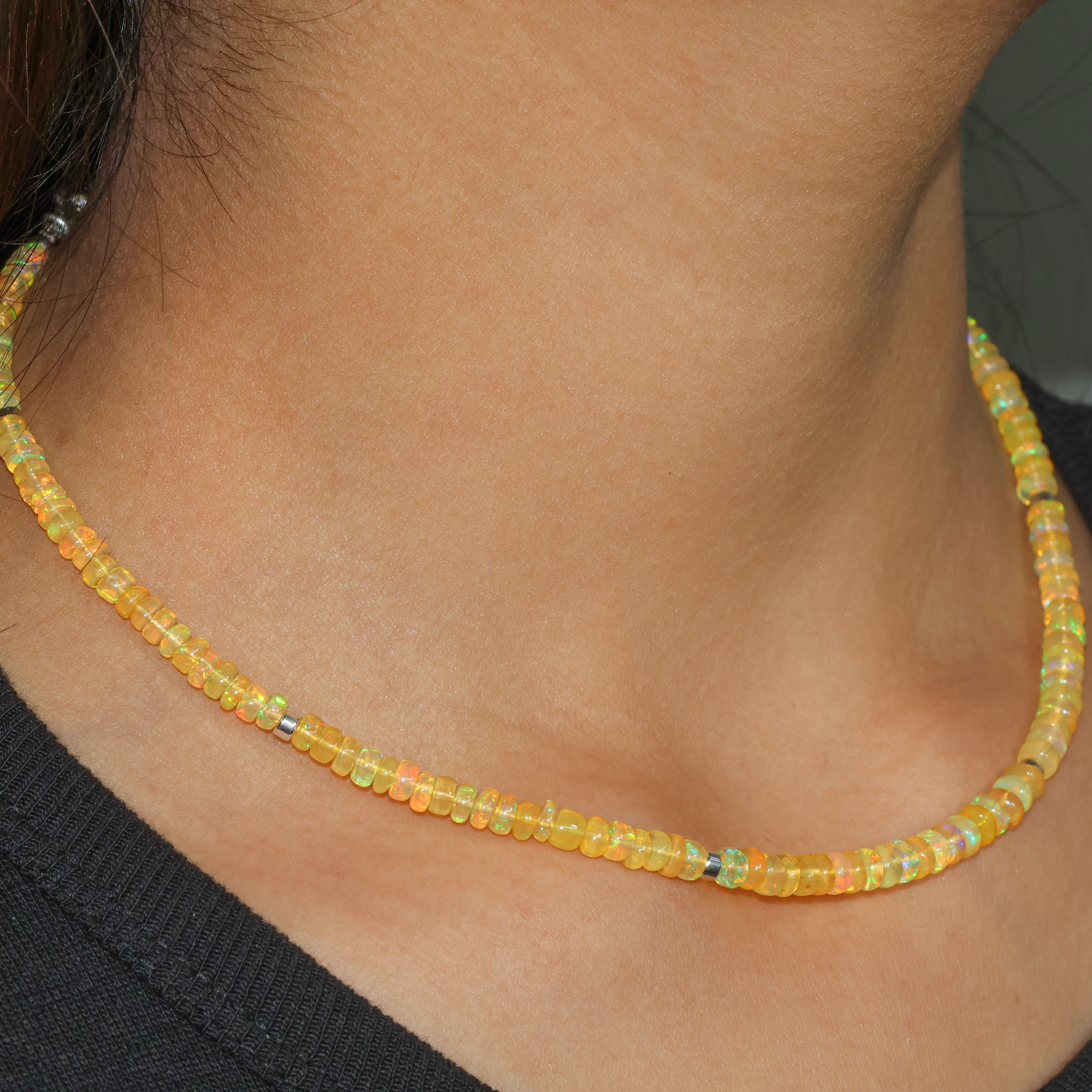 Natural Yellow Opal Plain Beaded Necklace for Women - Elegant Boho Jewelry for Everyday Wear & Special Occasions