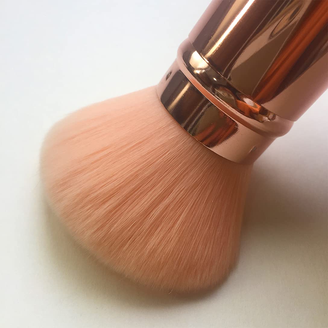 Retractable Kabuki Brush Set - Rose Gold for Blush & Foundation - Travel-Friendly Makeup