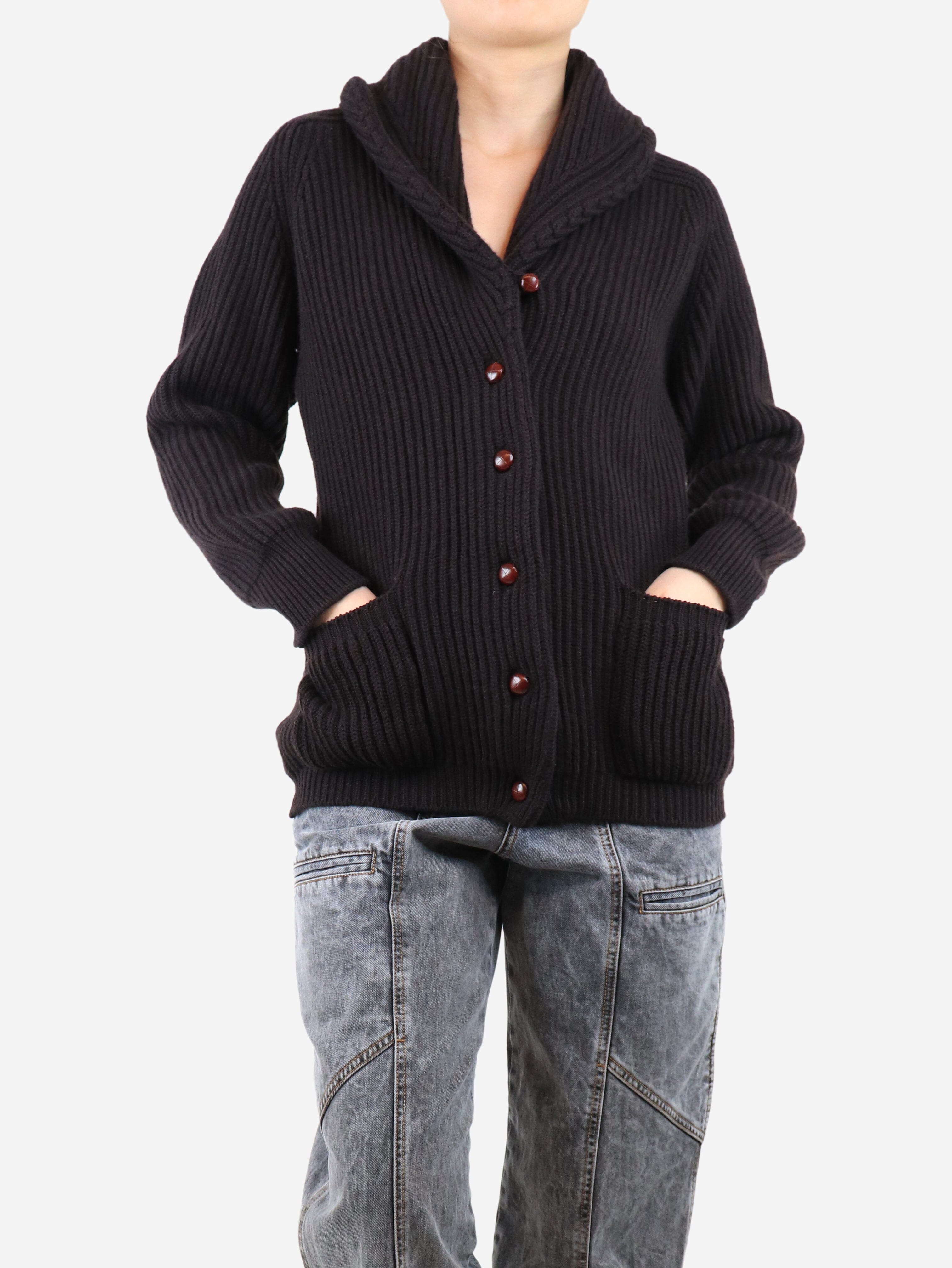 Brown Kennedy Cardigan for Women - Soft & Cozy Knit Sweater, Size M - Perfect for Fall & Winter Layering, Office Wear & Casual Outfits