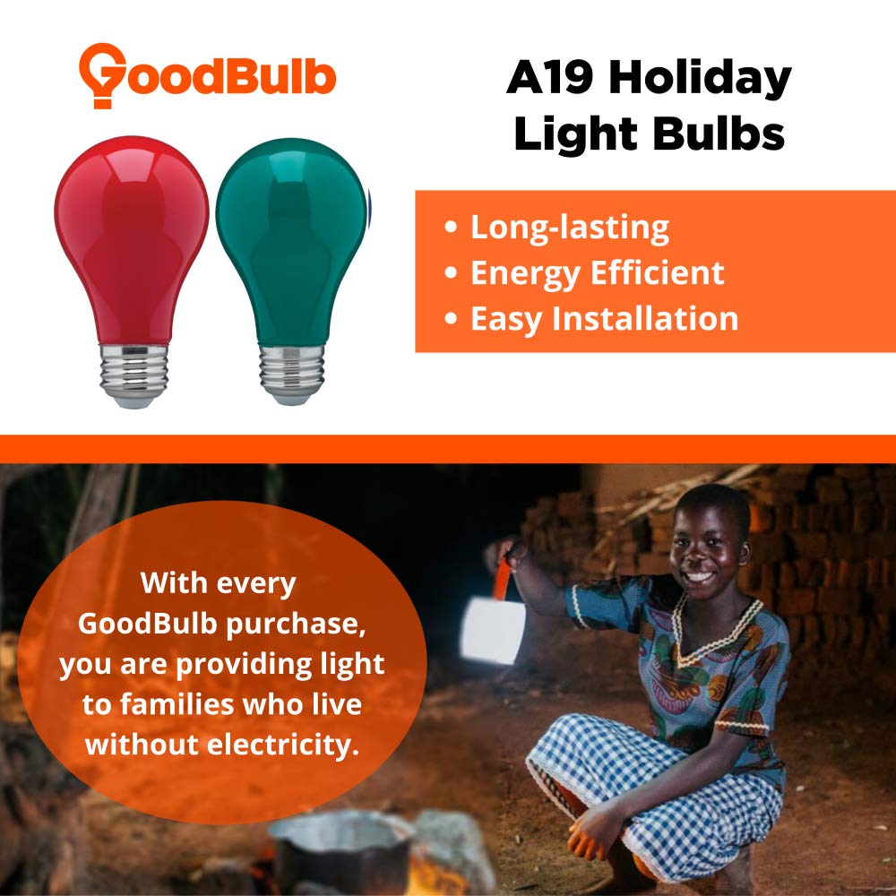 Christmas LED Light Bulbs - 9W Red & Green A19 Bulbs (2 Pack) - 60W Equivalent Energy Saving - E26 Base - Perfect for Holiday Decorations, Tree Lighting & Festive Home Decor