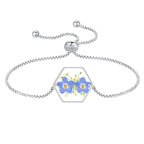 Forget-Me-Not and Queen Anne's Lace(hexagon)-Silver
